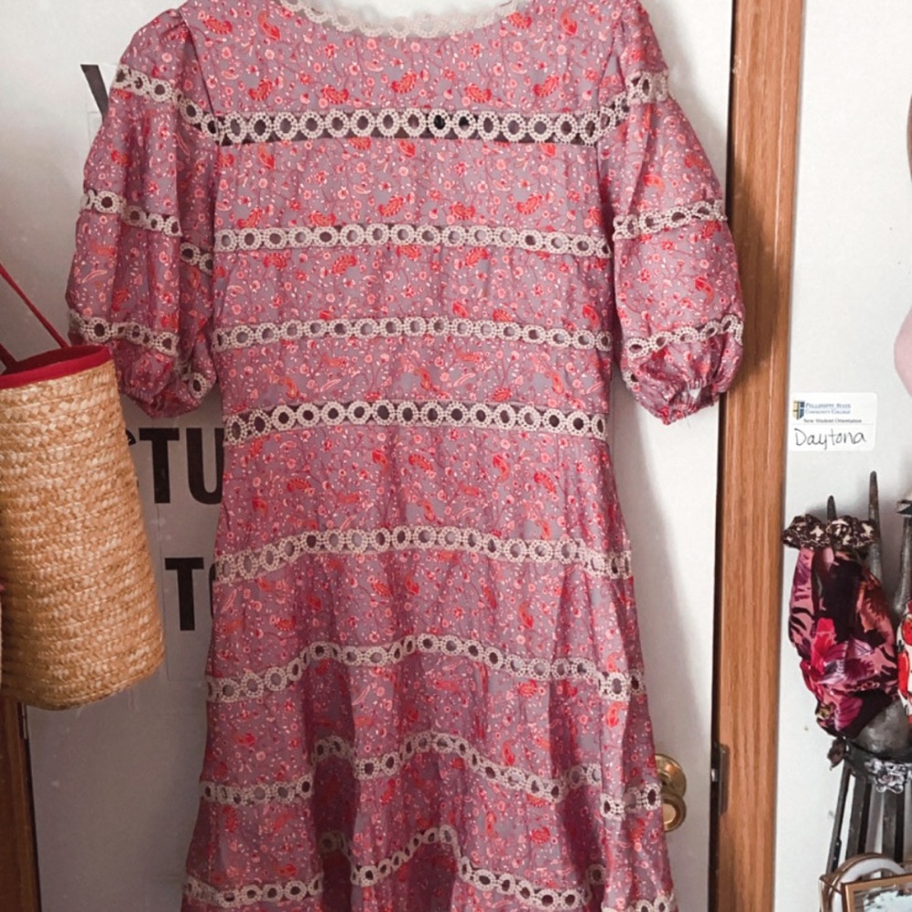 Floral eyelet midi dress